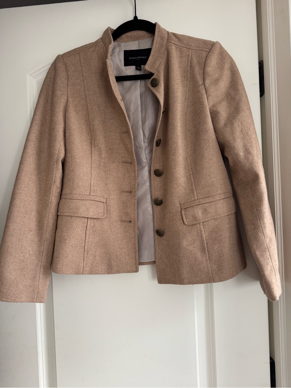 Banana Republic Women's Tan Stand-Collar Wool-Blend Jacket